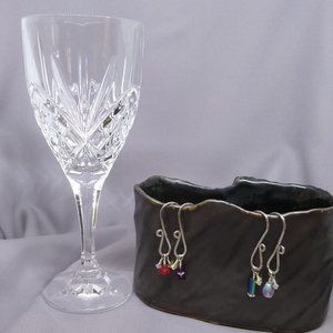 NWOT Wine Charms of Sterling Silver, Round, Hammered Wire, Handmade  - set of 4